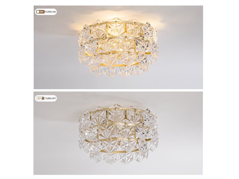  Ventilateur de plafond avec éclairage 6 vitesses réversible doré 50 x 50 x 29.5 cm  - Conforama D