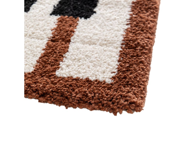  Tapis intérieur motif géométrique crème. Terracotta et noir 160 x 230cm - juno  - Conforama C