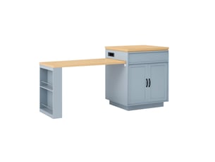 Îlot de cuisine extensible 125,5 à 187,5 cm avec led et station usbusb-c, bleu