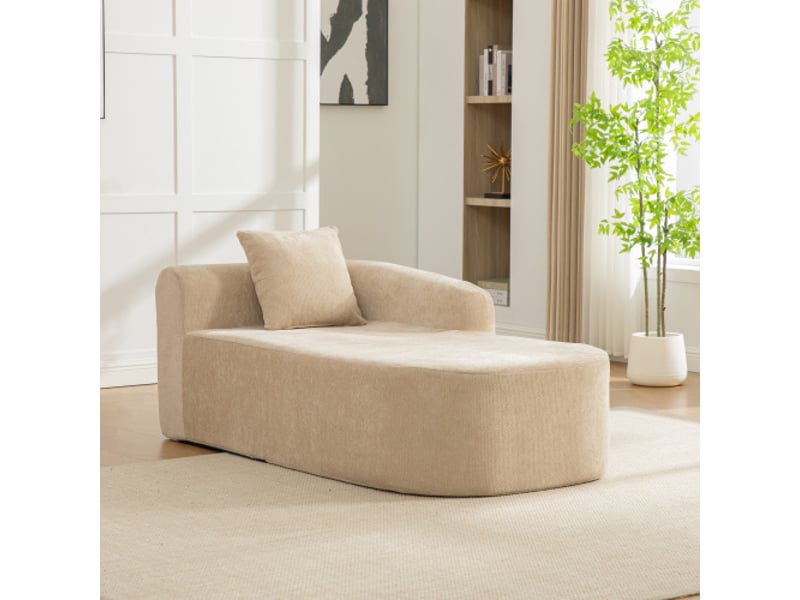 Canapé modulable en tissu chenille beige clair, compressé sous vide, sans montage nécessaire, design contemporain pour salon - Conforama C