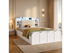 Lit coffre 90x200 cm <strong>MAISENTIEL</strong> <strong></strong> coloris blanc
