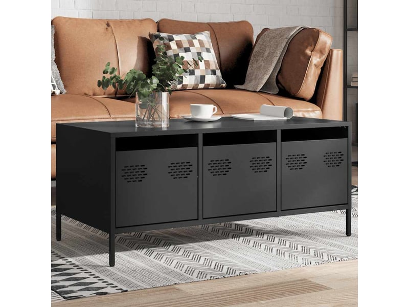  Table basse - table de salon - table à thé noir 101,5x50x43,5 cm acier laminé à froid  - Conforama C