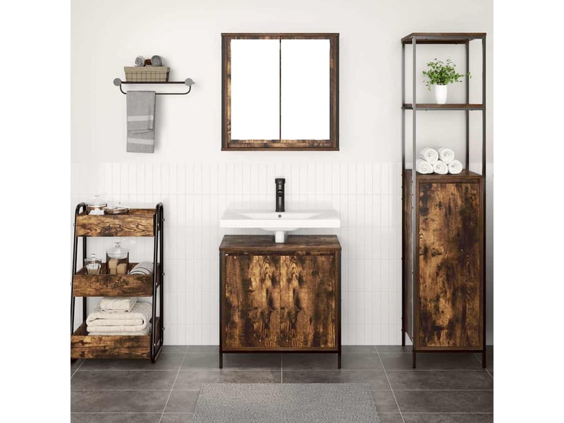 Ensemble de meubles de salle de bain 2 pcs en bois d'ingénierie chêne fumé - Conforama C