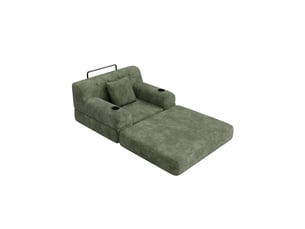 Canapé-lit tcqpz 1 place convertible 107 x 80 x 81 cm dossier haut velours côtelé vert