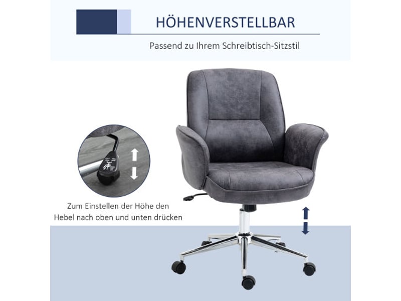  Chaise de bureau xxl ergonomique inclinable, réglable en hauteur, gris, charge 120 kg  - Conforama B
