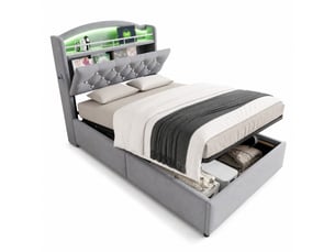 Lit coffre 90x200 cm coloris gris