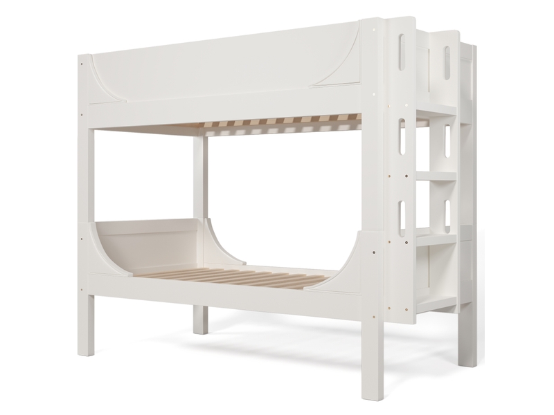 Lit superposé séparable 90x200 blanc forme traîneau avec échelle - Conforama A