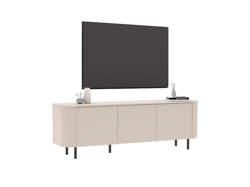 Meuble tv 3 portes, bords arrondis cashmere l180,2 cm - bora  - Conforama D