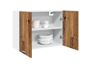 Meuble de rangement cuisine, armoire suspendue bois ancien 80x31x60cm bois d'ingénierie