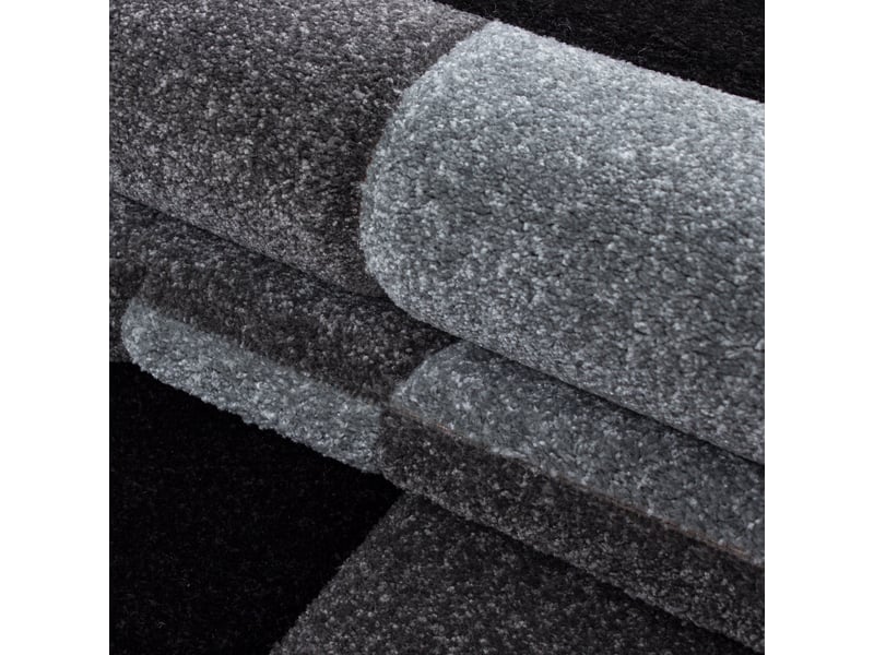 Traits - tapis géométrique - noir et gris 200 x 290 cm HAWAII2002901310GREY - Conforama E