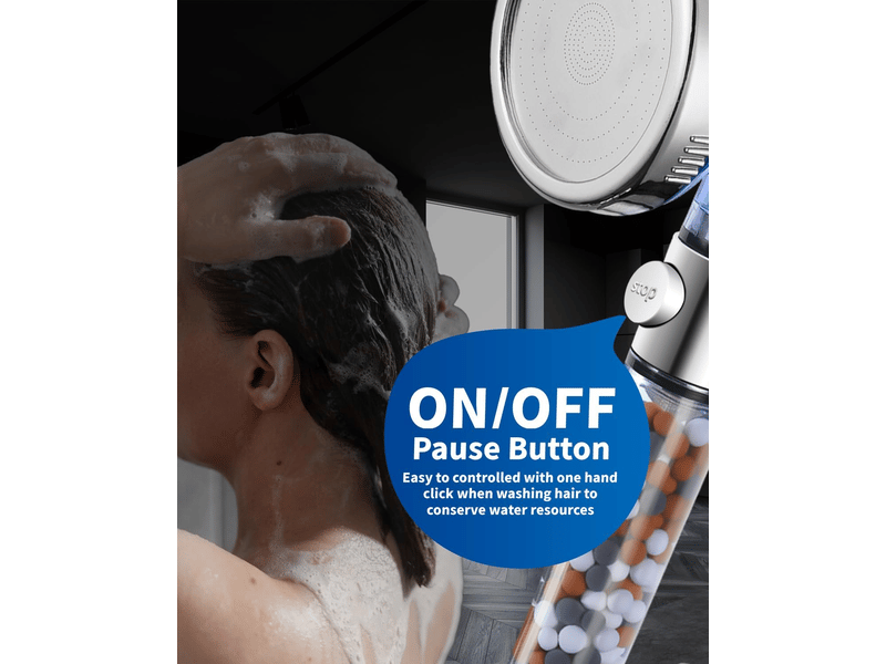 Le pommeau de douche est équipé d'un filtre anticalcaire et d'une fonction stop, et dispose de 4 modes pour nettoyer les coins  - Conforama D
