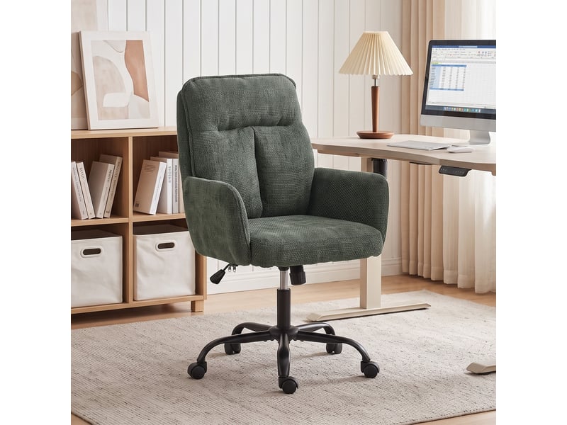  Chaise bureau ergonomique, fauteuil de bureau avec hauteur réglable, assise large, fonction bascule, vert foncé  - Conforama A