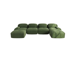 Canapé d'angle modulable en u vert en velours côtelé avec accoudoirs larges et mousse 32d
