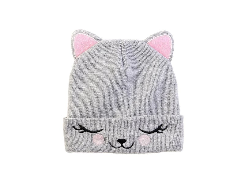 Bonnet enfant chat 21cm gris &amp; rose  - Conforama A