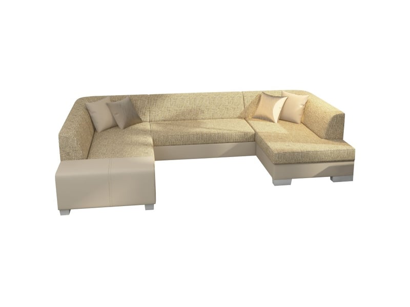  Canapé panoramique en u beige convertible 6 places havane mécanisme dauphin  - Conforama A