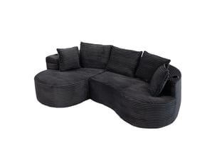 Canapé d'angle gauche fixe <strong>MERAX</strong> <strong>canapé compressible</strong> 3 places Tissu gris