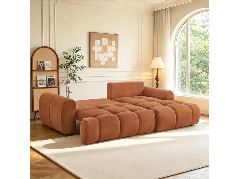  Canapé nuage convertible 4 places en tissu bouclette marron palms  - Conforama E