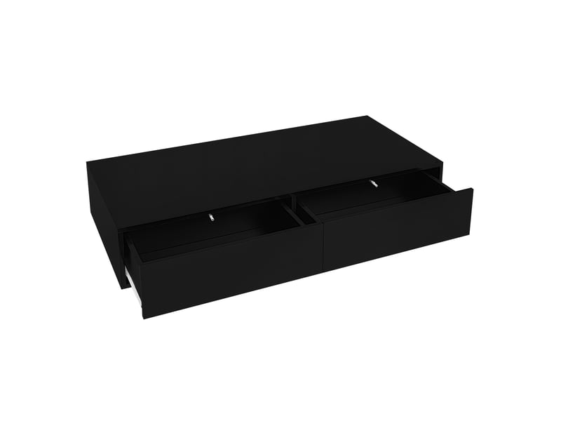  Table basse moderne noire laquée brillante, 115 x 55 x 34 cm, avec 2 tiroirs, éclairage led et capacité de charge de 30 kg - élégante table basse pour salon  - Conforama E
