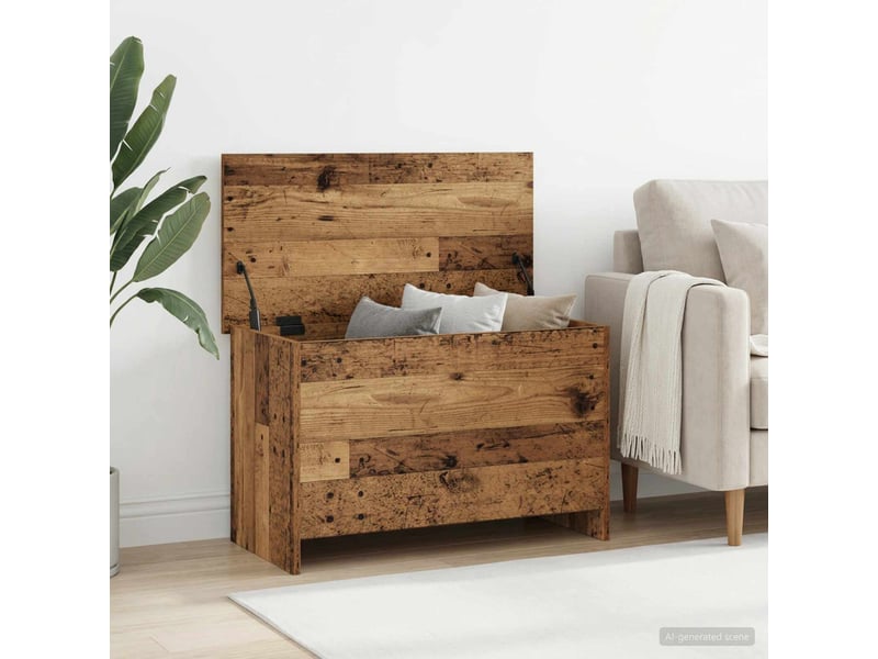  Coffre de rangement avec stockage bois ancien 80x40x50 cm  - Conforama B
