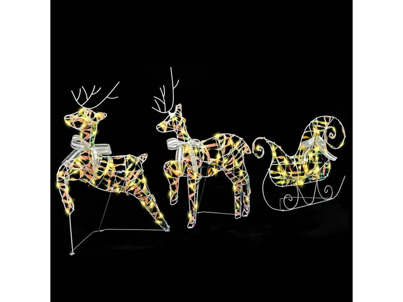  Lot de 3 rennes led, éclairage de noël, décoration de noël 60 led blanc chaud 44 x 18 x 65,5 cm pet cf62079  - Conforama D