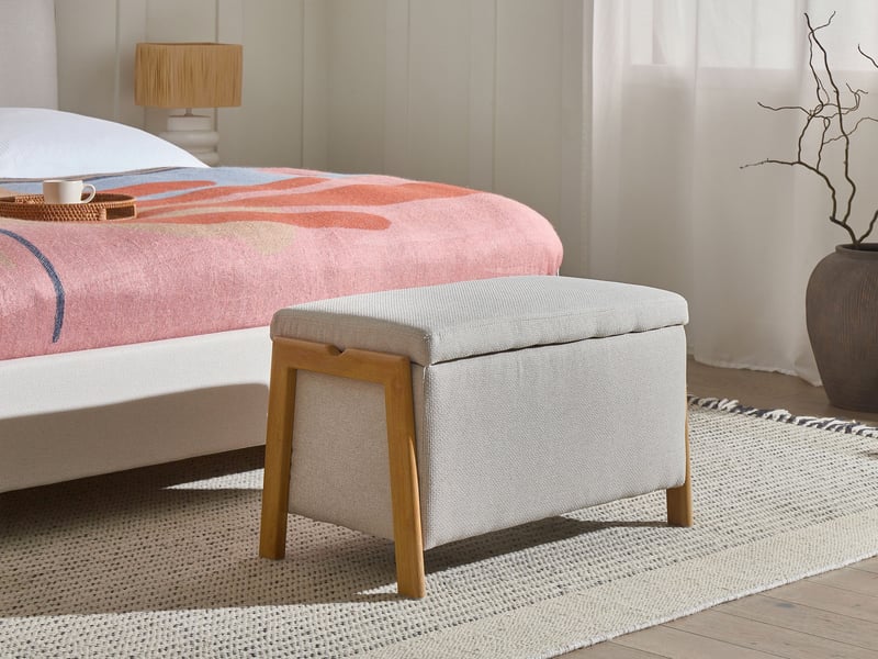Banc de rangement edland tissu beige clair  - Conforama B