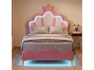 Lit simple 90x190 cm <strong>Lonelyo</strong>  <strong></strong> coloris rose