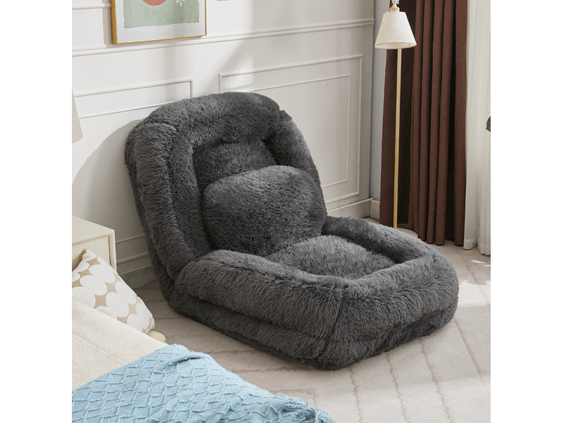  Fauteuil de sol modenvie inclinable 5 positions gris foncé 175 x 89 x 42 cm  - Conforama B
