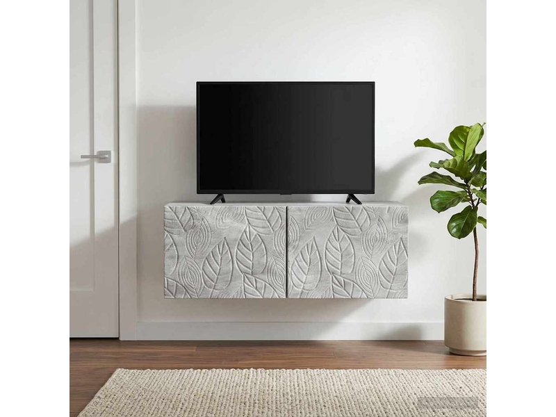  Meuble tv - banc tv - meuble de rangement mural 78,5 x 41 x 30 cm gris béton bois d'ingénierie  - Conforama B
