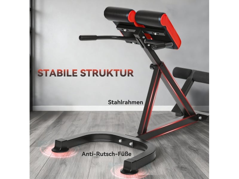 Banc d'hyperextension 112x62x88 cm réglable métal rouge et noir - Conforama C
