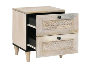 Table de chevet beige 40 x 33 x 46 cm bois d'acacia massif