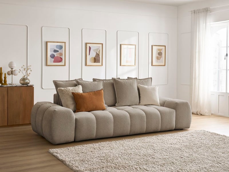  Bobochic canapé droit fixe 3 places everest tissu chiné taupe EVEREST - Conforama B