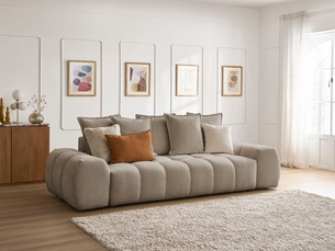 Canapé droit fixe BOBOCHIC EVEREST 3 places Tissu taupe