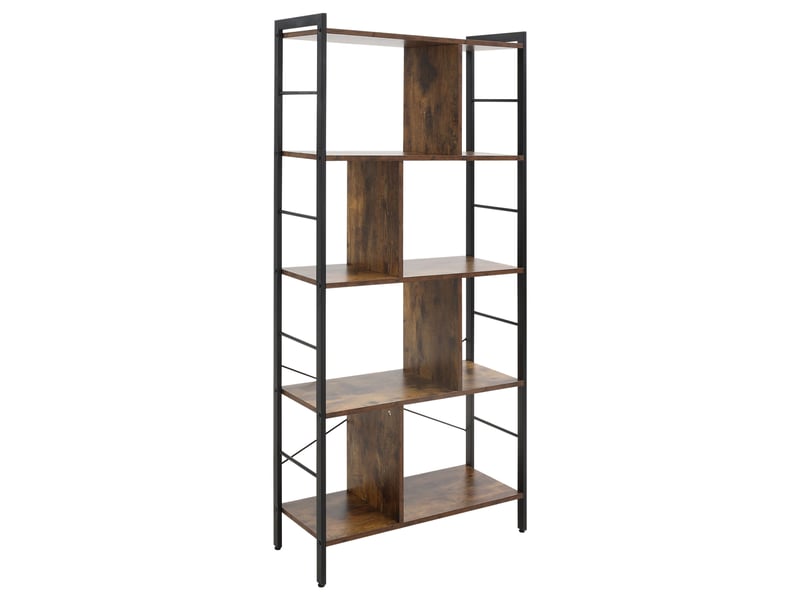  Bibliothèque 4 niveaux 8 compartiments, style industriel, marron rustique, 74×30×157,5 cm  - Conforama A