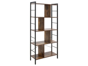 Bibliothèque 4 niveaux 8 compartiments, style industriel, marron rustique, 74×30×157,5 cm