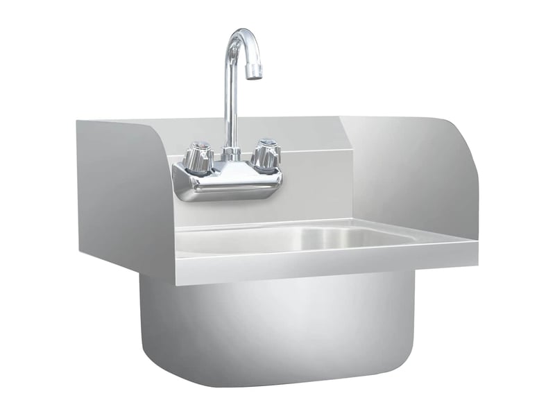  Lavabo de bain commercial de lavage des mains avec robinet inox cf65641  - Conforama A