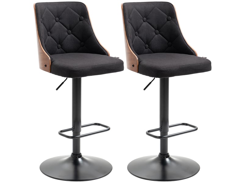  Lot de 2 tabourets de bar réglable en hauteur rotatif sur 360° avec repose-pieds, tissu capitonné  - Conforama B