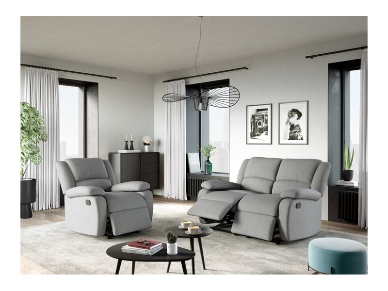 Relaxxo - fauteuil relaxation 1 place leo en tissu - gris clair  - Conforama C
