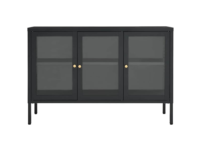 Buffet - bahut - meuble de rangement anthracite 105x35x70 cm acier et verre  - Conforama C