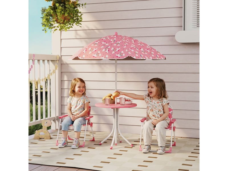  Ensemble table et chaises de pique-nique pour enfants avec parasol rose  - Conforama B