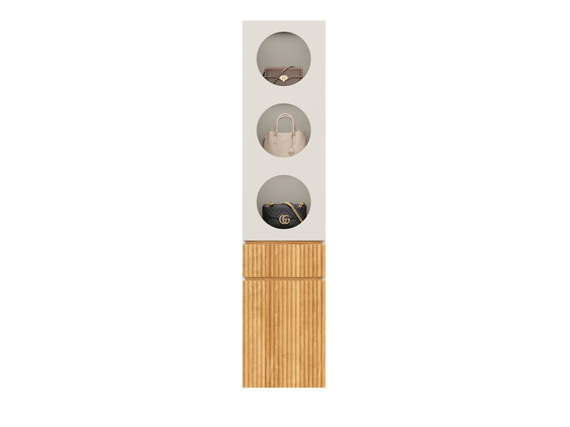  Armoire colonne 45x50x200 cm, 2 portes, 1 tiroir, mdf et panneau de particules, gris clair et naturel compact, chambre  - Conforama A