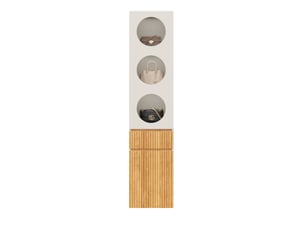 Armoire colonne 45x50x200 cm, 2 portes, 1 tiroir, mdf et panneau de particules, gris clair et naturel compact, chambre