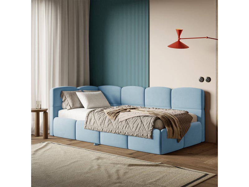  Selsey cloudy - lit rembourré - 170x185 cm - velours bleu clair - côté gauche Cloudy - Conforama C