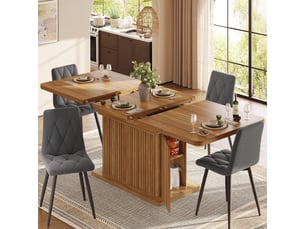 Table à manger extensible avec rangement intégré - plateau pliant, mdf métal marron 120 × 80 × 76 cm