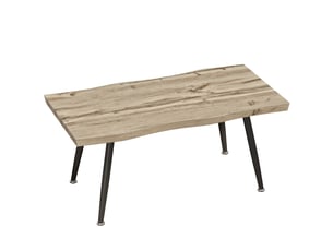 Table basse, table d'appoint moderne avec pieds en acier et plateau épais de 4 cm, chêne et noir, 100 x 50 x 45 cm