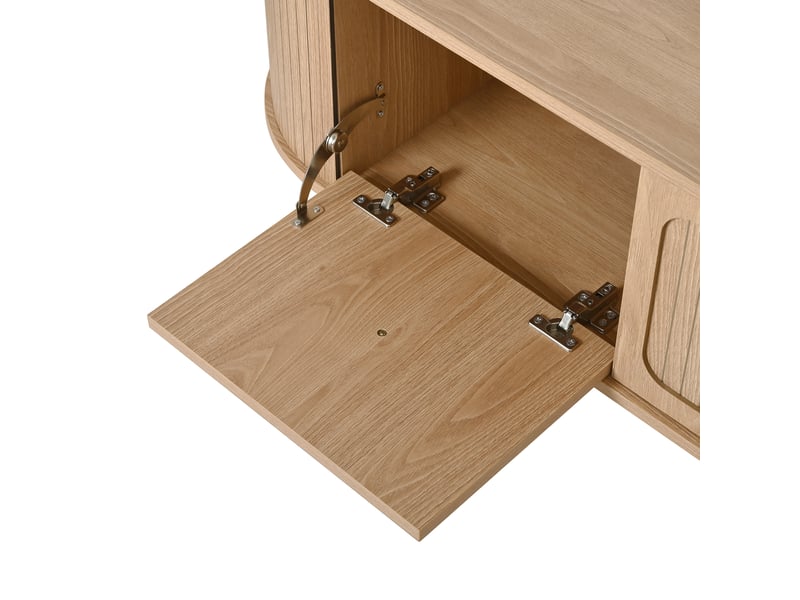  Meuble tv 180 cm couleur chêne, quatre portes, style vintage  - Conforama E