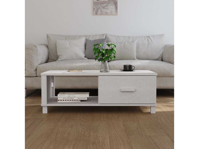  Table basse - table de salon - table à thé hamar blanc 100x55x35 cm bois massif de pin  - Conforama C