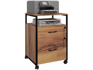 Caisson de bureau mobile 2 tiroirs et 1 étagère sur roulettes marron 44 x 40 x 66,5 cm