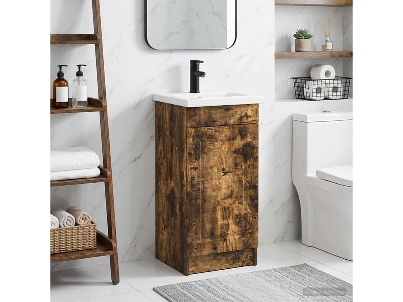 Meuble de salle de bain avec évier chêne fumé 42x40x84.5 cm shl2328 - Conforama B