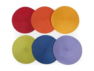 Round lot de 6 sets de table, polypropylène, multicolore, diametro 36 cm