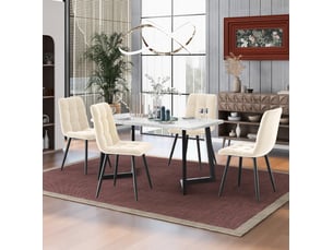 Chaise de salle à manger 44x46x86 cm lot de 4 en velours beige, dossier élevé